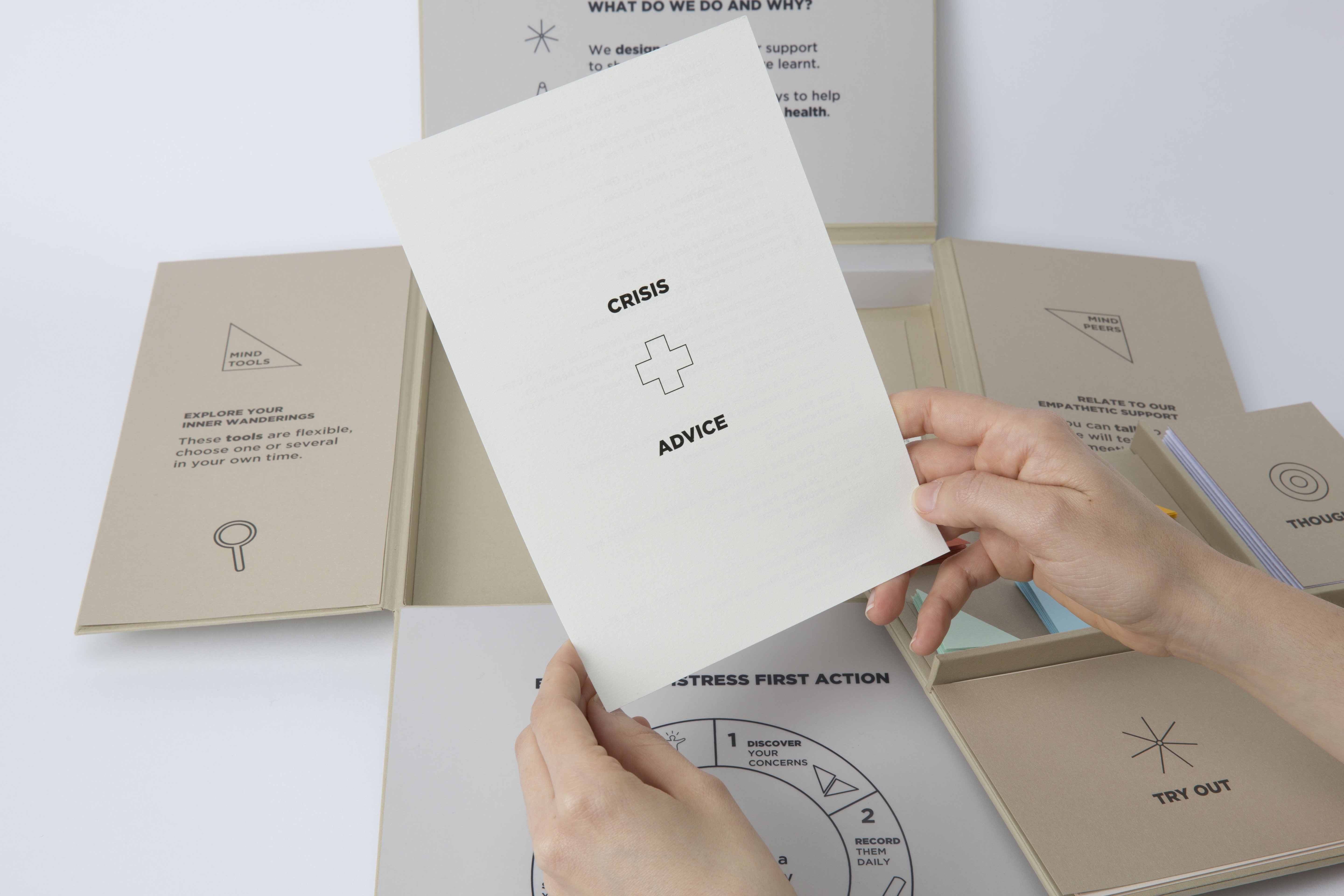 Lifting the crisis advice card from the kit