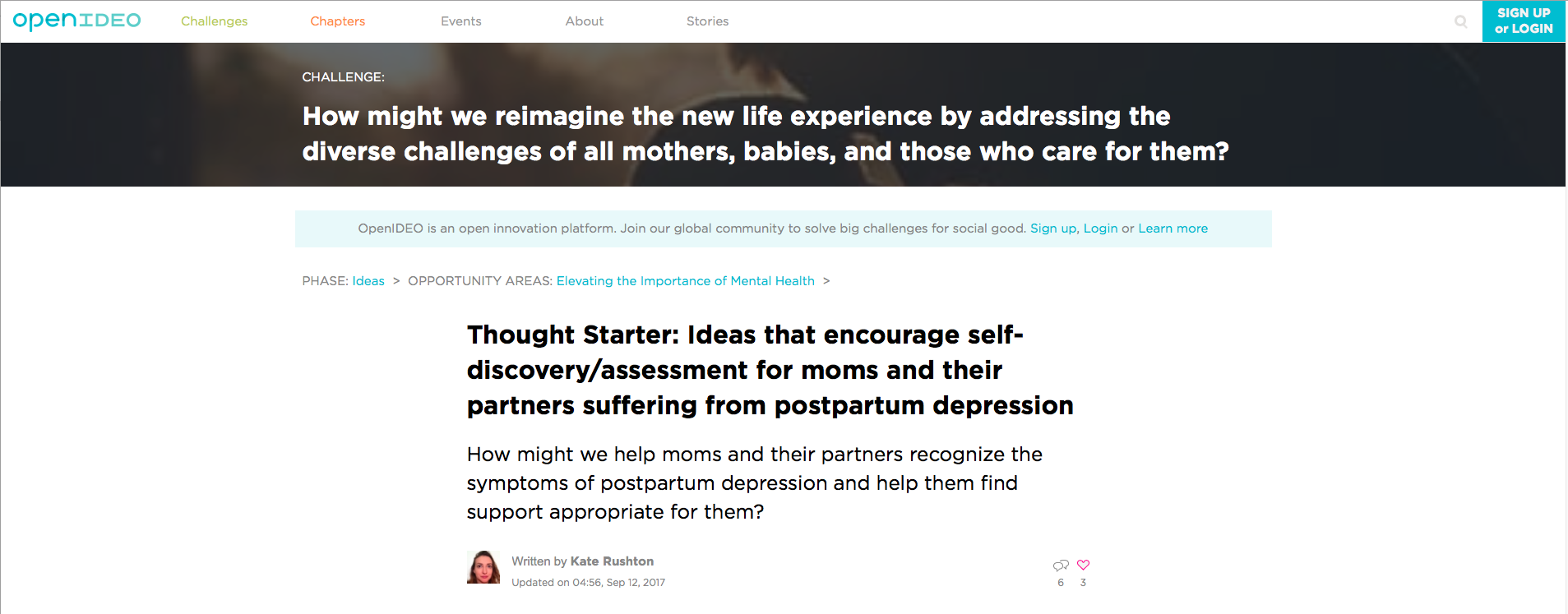 OpenIDEO challenge page